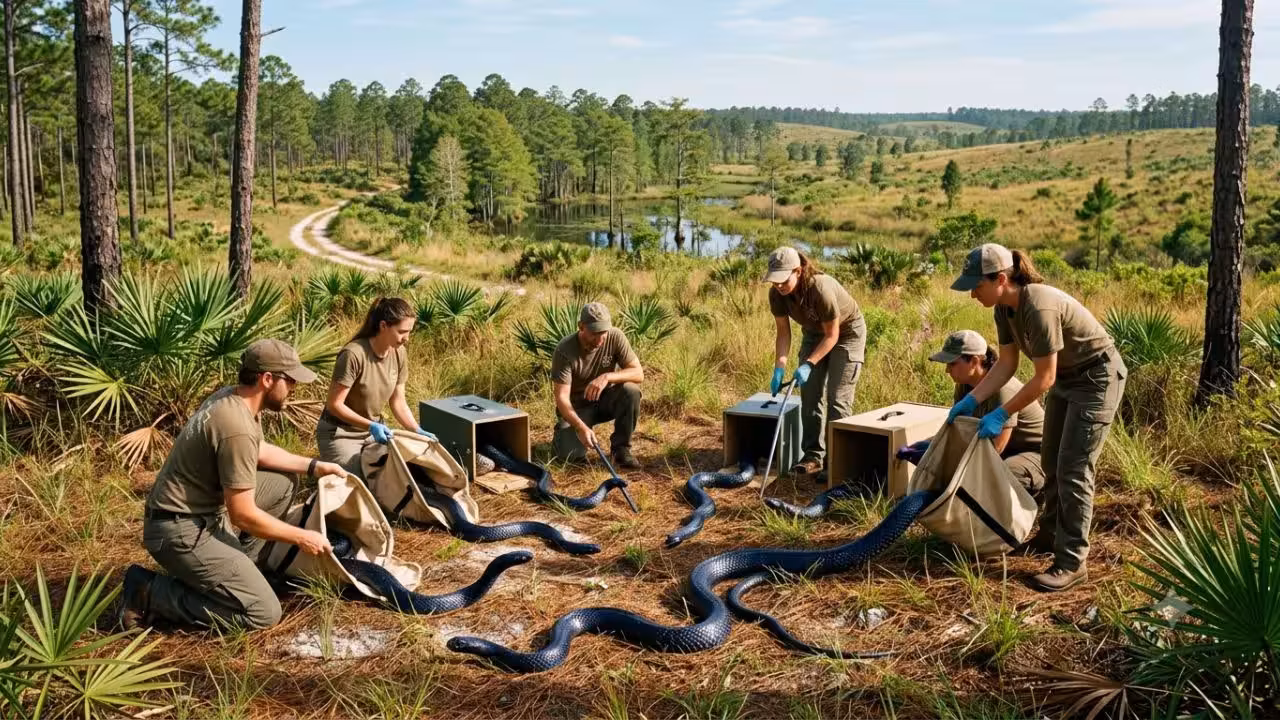 Scientists release 42 snakes to bring a giant US species back